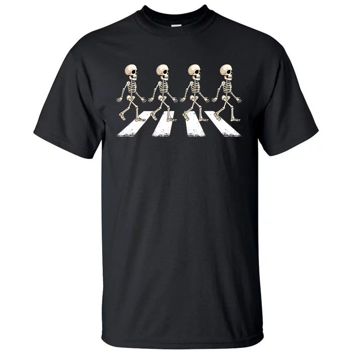 Skeleton Crossing Road Crosswalk Halloween Kids Adult Tall T-Shirt