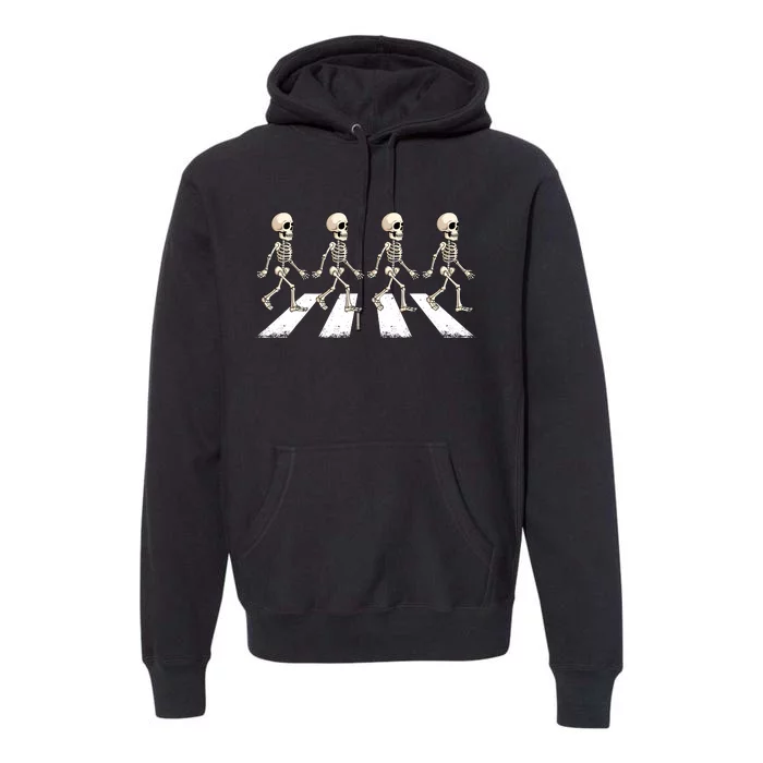 Skeleton Crossing Road Crosswalk Halloween Kids Adult Premium Hoodie