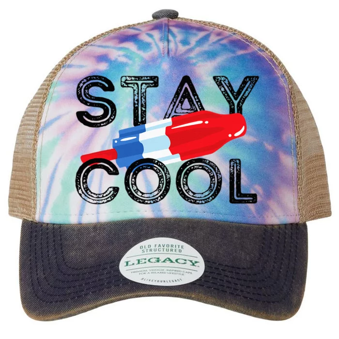 Stay Cool Rocket Pop Red White & Blue Popsicle Summer Gift Legacy Tie Dye Trucker Hat