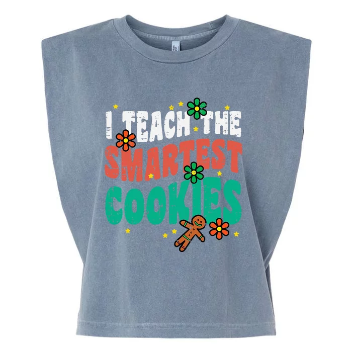 Smartest Cookies Retro Christmas Xmas Teacher Gift Garment-Dyed Women's Muscle Tee