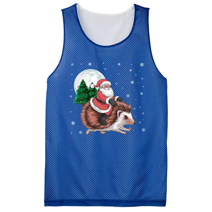 Santa Claus Riding Hedgehog Funny Christmas Tree Lights Cute Gift Mesh Reversible Basketball Jersey Tank