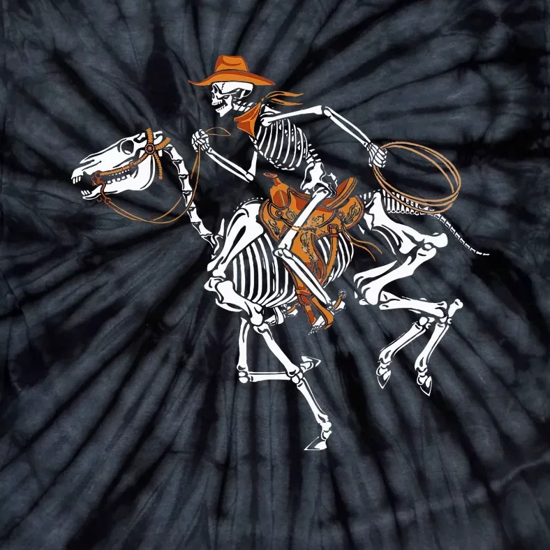 Skeleton Cowboy Riding Horse Halloween Rider Costume Tie-Dye T-Shirt