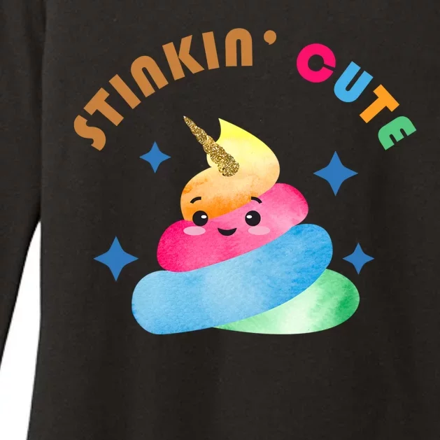 Stinkin Cute Rainbow Poop Unicorn Emoji Womens CVC Long Sleeve Shirt