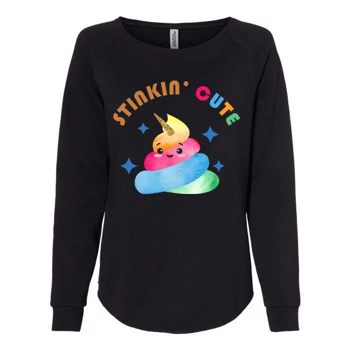 Stinkin Cute Rainbow Poop Unicorn Emoji Womens California Wash Sweatshirt