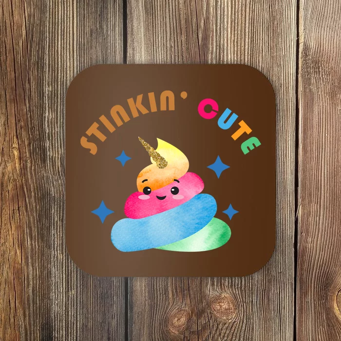 Stinkin Cute Rainbow Poop Unicorn Emoji Coaster