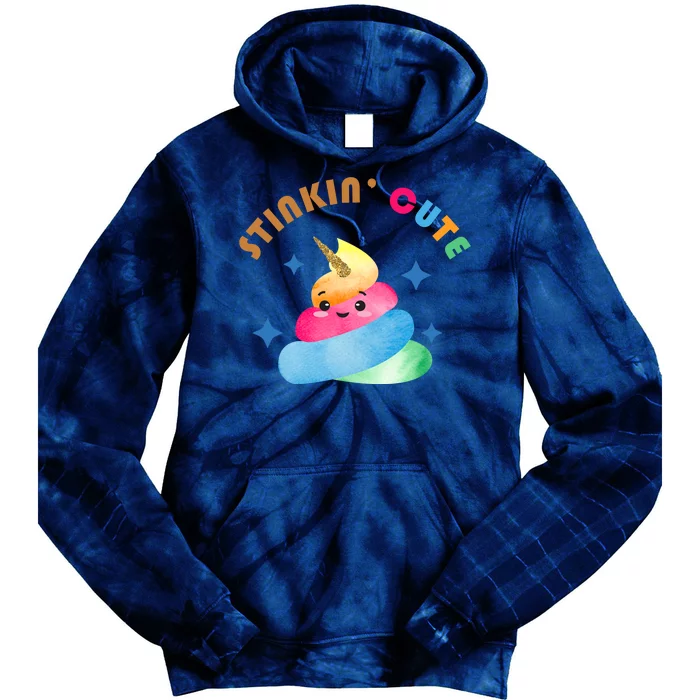 Stinkin Cute Rainbow Poop Unicorn Emoji Tie Dye Hoodie