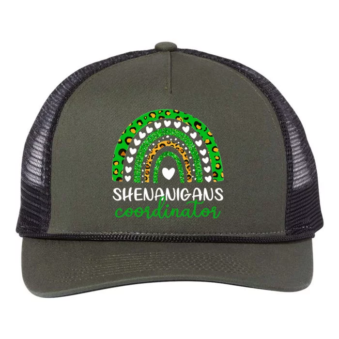 Shenanigans Coordinator Rainbow St Patricks Day Teacher Mom Retro Rope Trucker Hat Cap