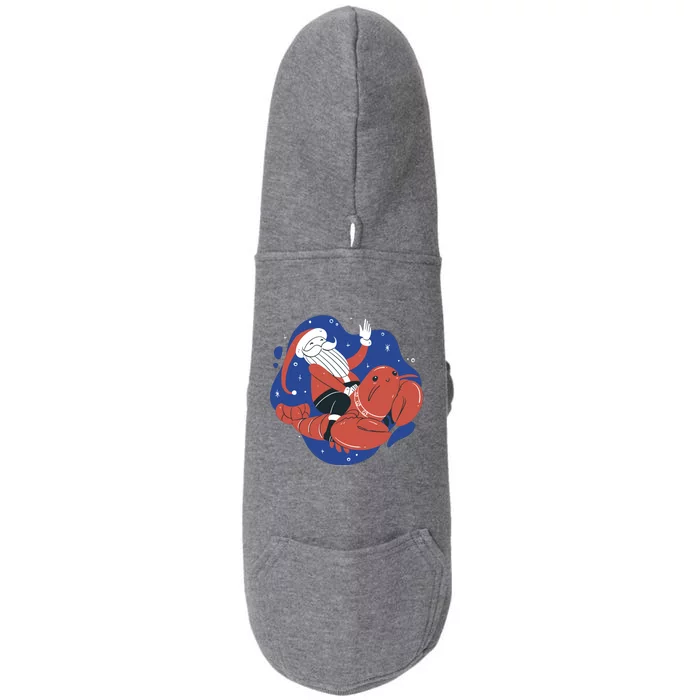 Santa Claus Riding Lobster Doggie 3-End Fleece Hoodie