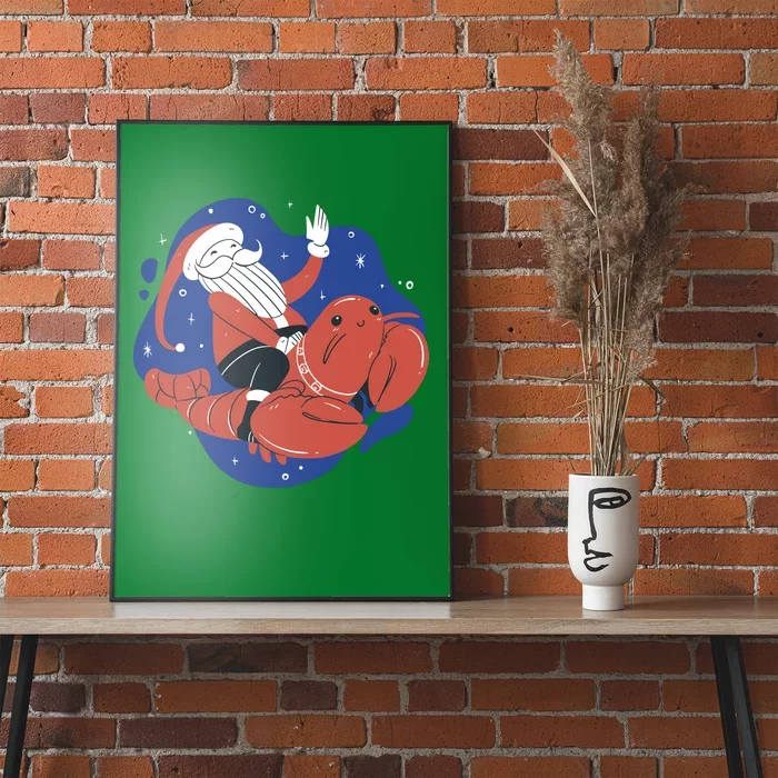 Santa Claus Riding Lobster Poster