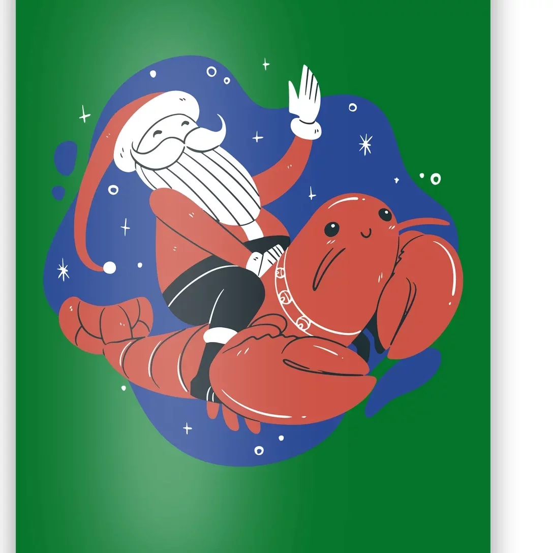 Santa Claus Riding Lobster Poster