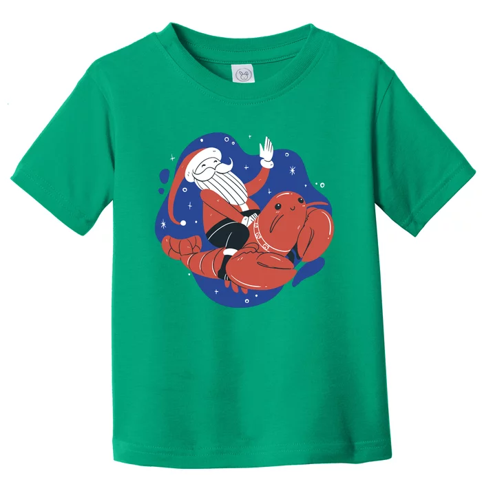 Santa Claus Riding Lobster Toddler T-Shirt