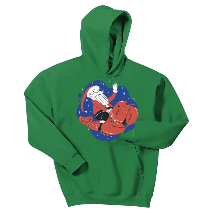 Santa Claus Riding Lobster Kids Hoodie