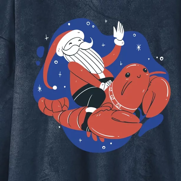 Santa Claus Riding Lobster Hooded Wearable Blanket