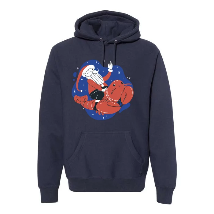 Santa Claus Riding Lobster Premium Hoodie