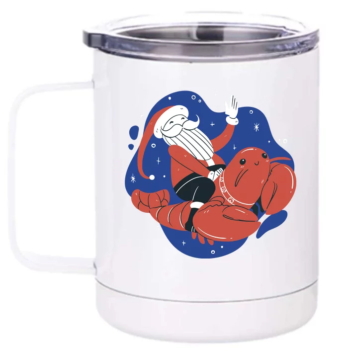 Santa Claus Riding Lobster Front & Back 12oz Stainless Steel Tumbler Cup