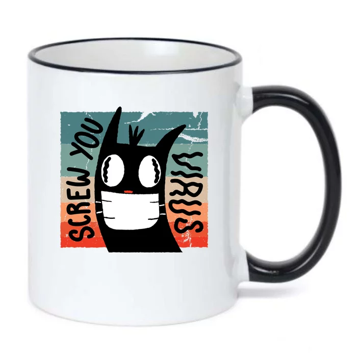 Screw You Virus Cat Black Color Changing Mug