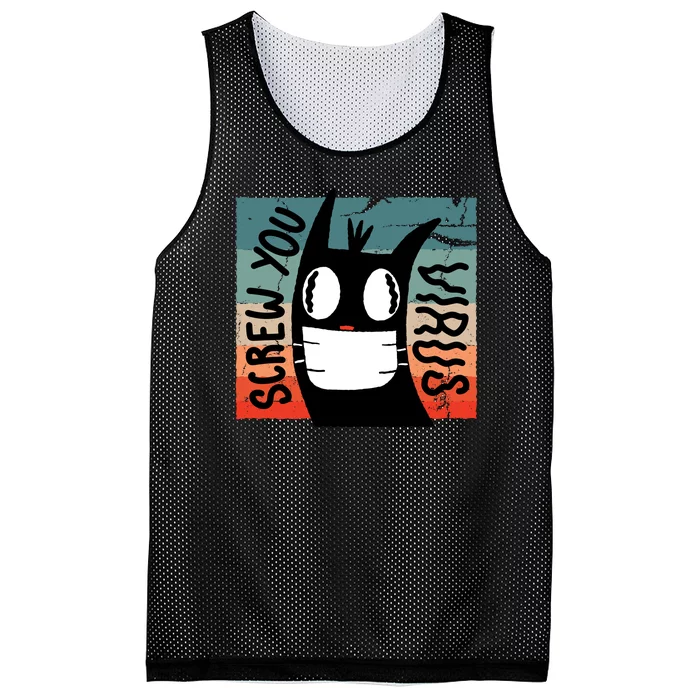 Screw You Virus Cat Mesh Reversible Basketball Jersey Tank