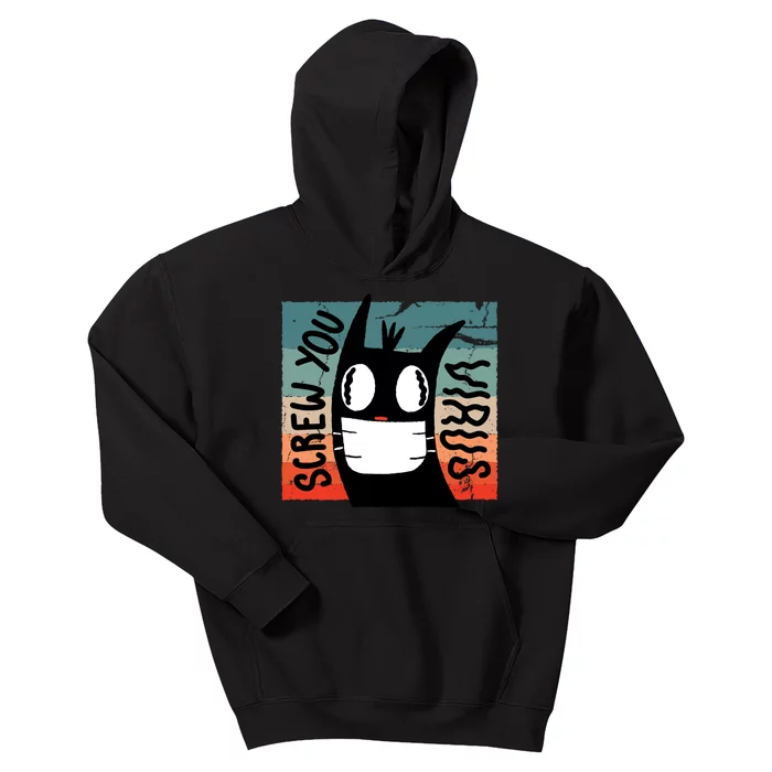 Screw You Virus Cat Kids Hoodie