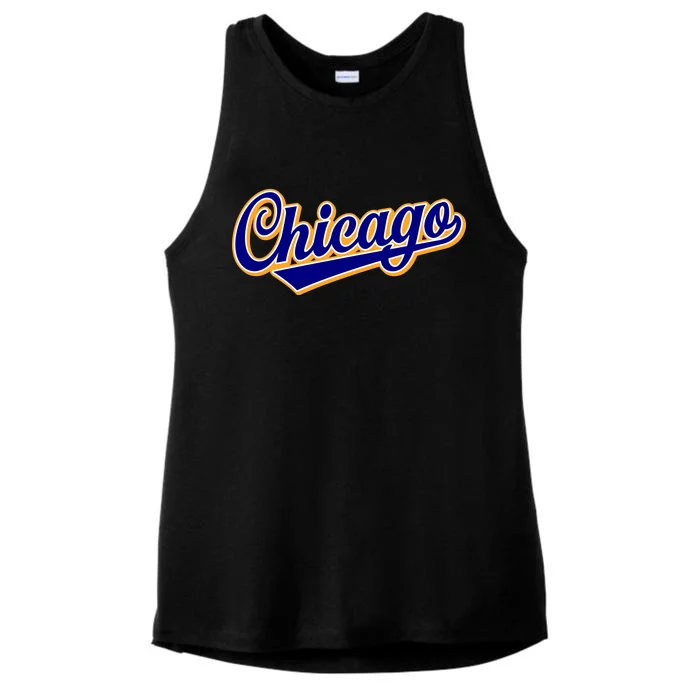 Script Chicago Logo Ladies Tri-Blend Wicking Tank