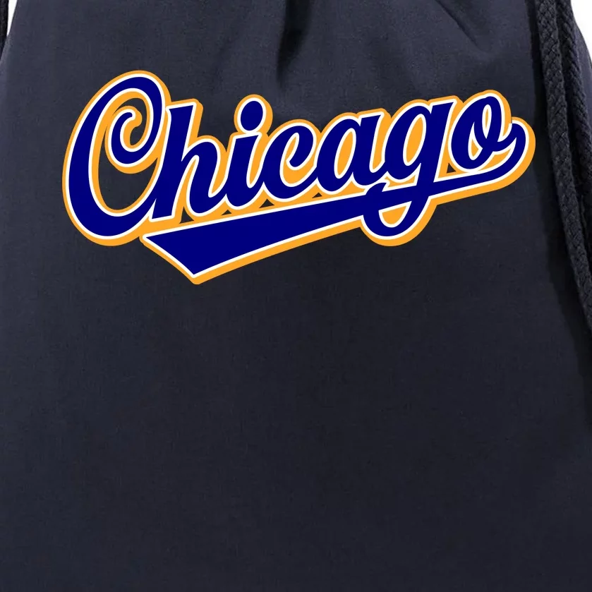 Script Chicago Logo Drawstring Bag