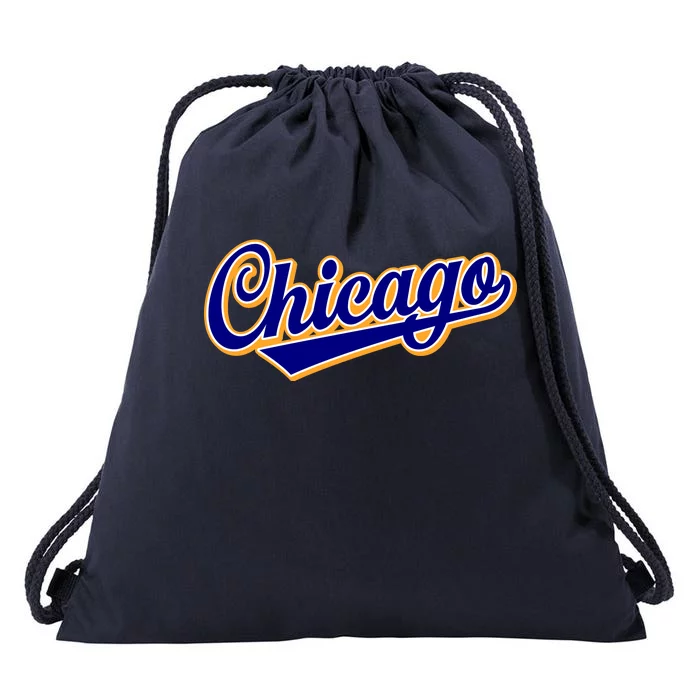 Script Chicago Logo Drawstring Bag