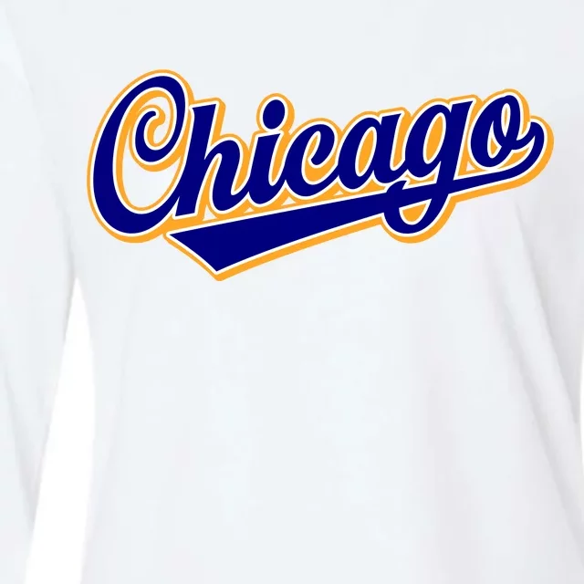 Script Chicago Logo Womens Cotton Relaxed Long Sleeve T-Shirt