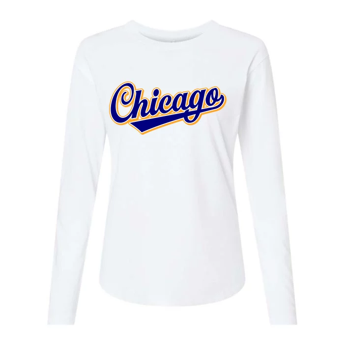 Script Chicago Logo Womens Cotton Relaxed Long Sleeve T-Shirt