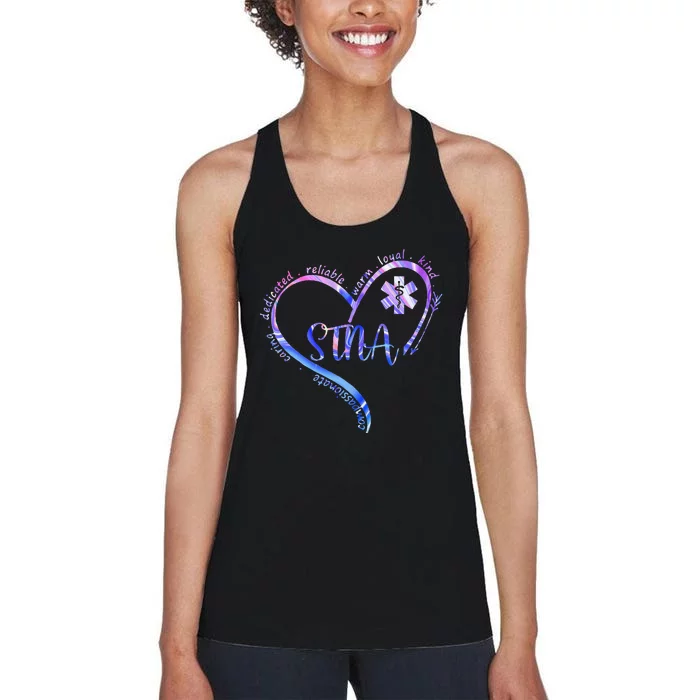 STNA Compassionate State Tested Nursing Assistant NURSE DAY Women's Racerback Tank