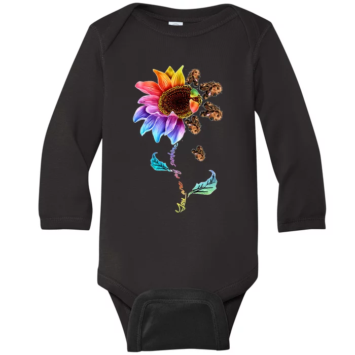 Sunflower Cocker Spaniel Head Funny Dog Long Sleeve Baby Long Sleeve Bodysuit