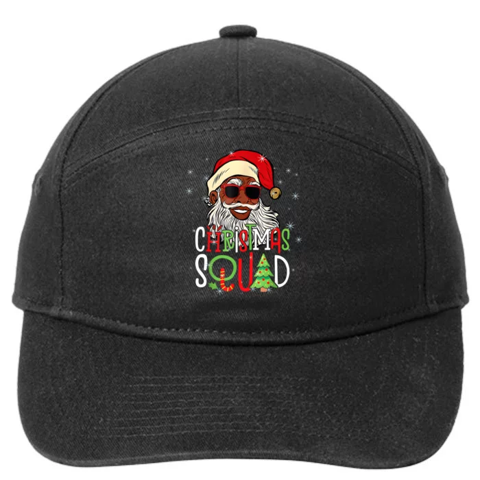 Santa Christmas Squad Black African American Pajamas 7-Panel Snapback Hat