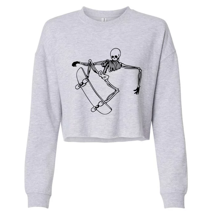 Skateboard Cool Skeleton Skater Birthday Gift Cropped Pullover Crew