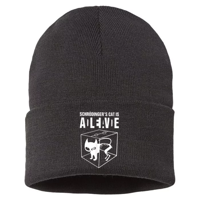 Schrodingers Cat Schrödinger’s Cat IS ALIVE Sustainable Knit Beanie