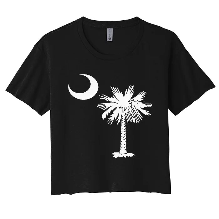 South Carolina State Flag Palmetto Tree Crescent Moon Sc Women's Crop Top Tee