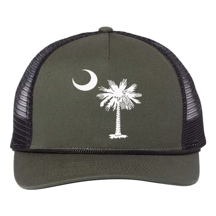 South Carolina State Flag Palmetto Tree Crescent Moon Sc Retro Rope Trucker Hat Cap