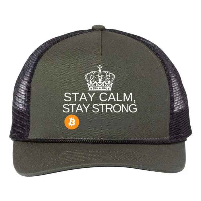 Stay Calm Stay Strong Bitcoin, HODL Crypto, DeFi, Blockchain Retro Rope Trucker Hat Cap