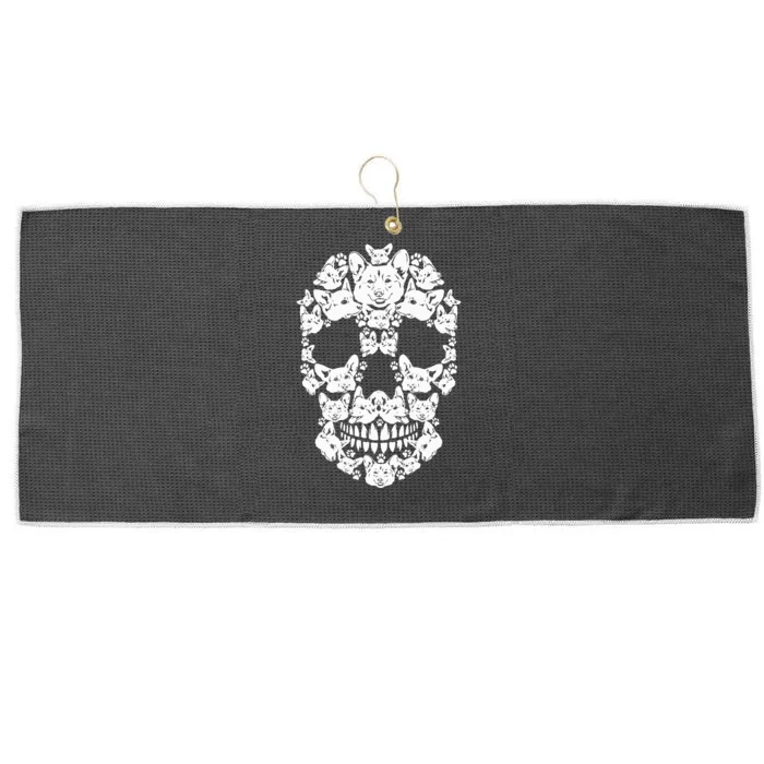 Skull Corgi Skeleton Halloween Costume Scary Carnival Large Microfiber Waffle Golf Towel