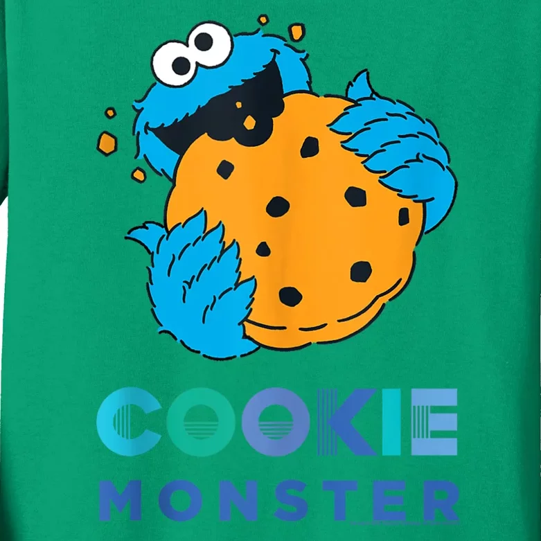 Sesame Cookie Street Monster With Big Cookie Kids Long Sleeve Shirt