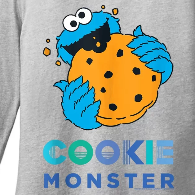 Sesame Cookie Street Monster With Big Cookie Womens CVC Long Sleeve Shirt