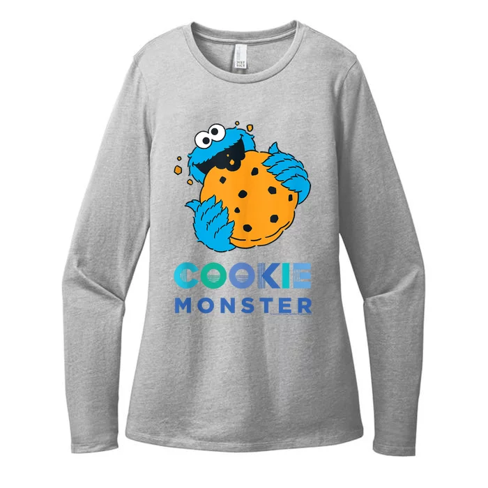 Sesame Cookie Street Monster With Big Cookie Womens CVC Long Sleeve Shirt