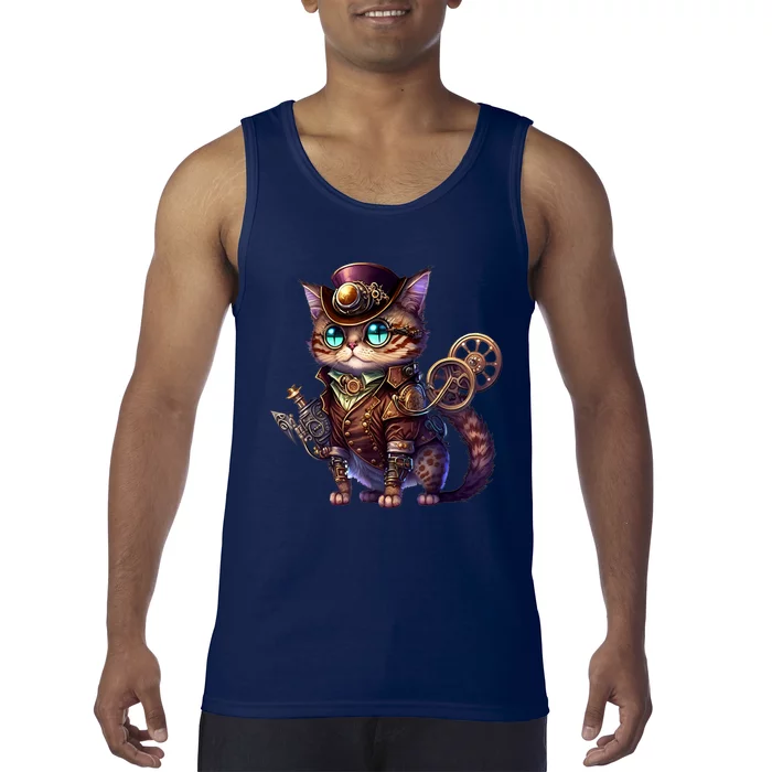 Steampunk Cat Steampunk Kitten Lovers Fantasy For Women Tank Top