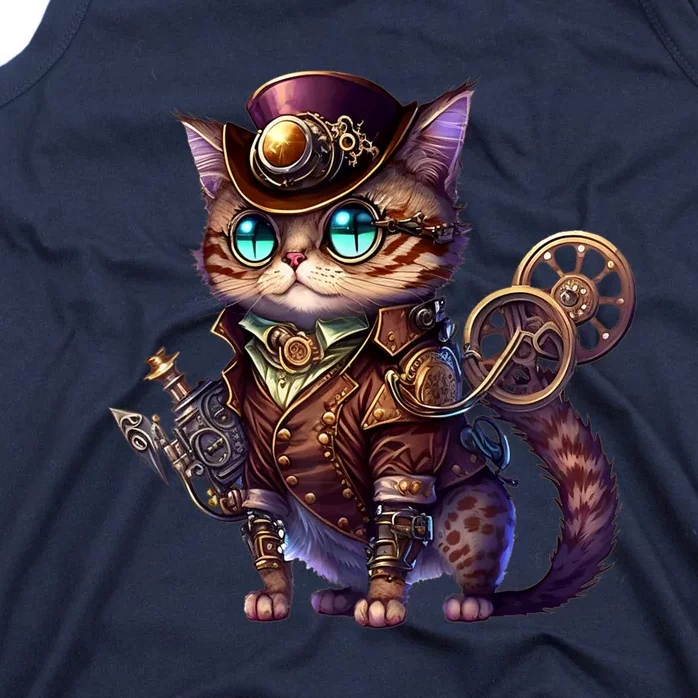 Steampunk Cat Steampunk Kitten Lovers Fantasy For Women Tank Top