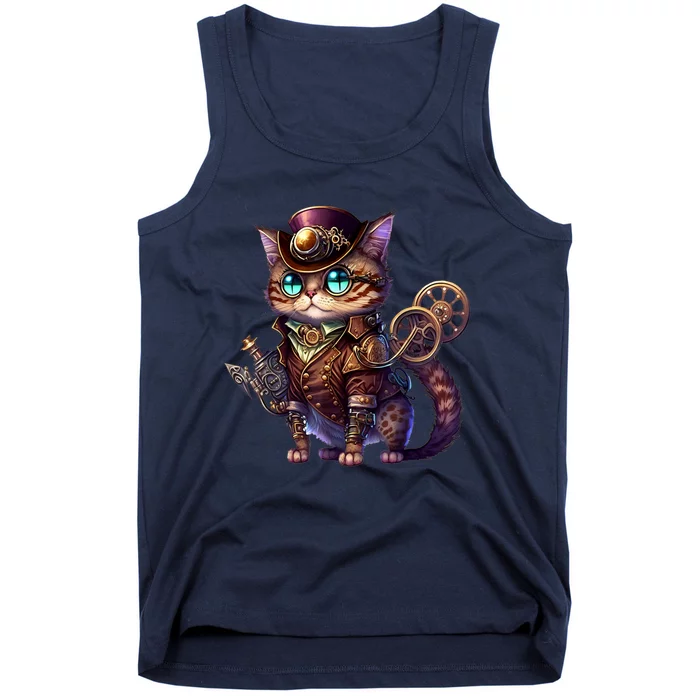 Steampunk Cat Steampunk Kitten Lovers Fantasy For Women Tank Top