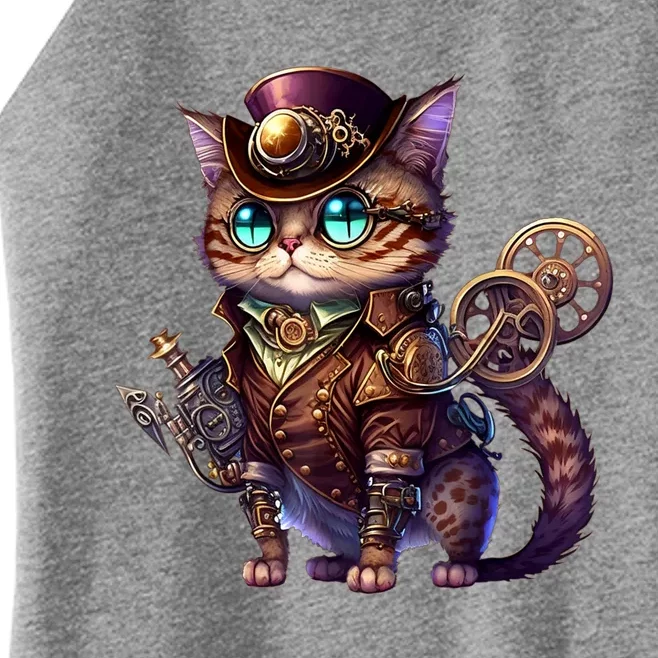 Steampunk Cat Steampunk Kitten Lovers Fantasy For Women Women’s Perfect Tri Rocker Tank