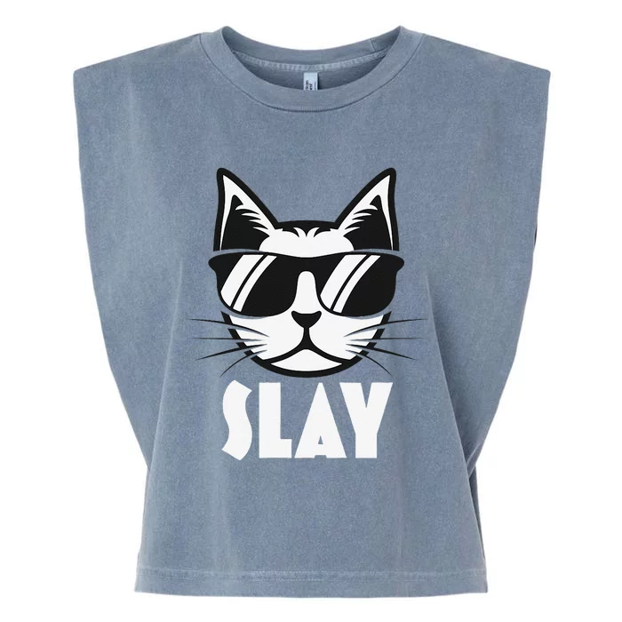 Slay Cat Slay Cat Slay Garment-Dyed Women's Muscle Tee