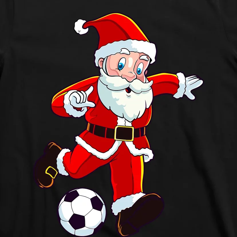 Soccer Christmas Santa Claus Funny Boy Girl Xmas T-Shirt