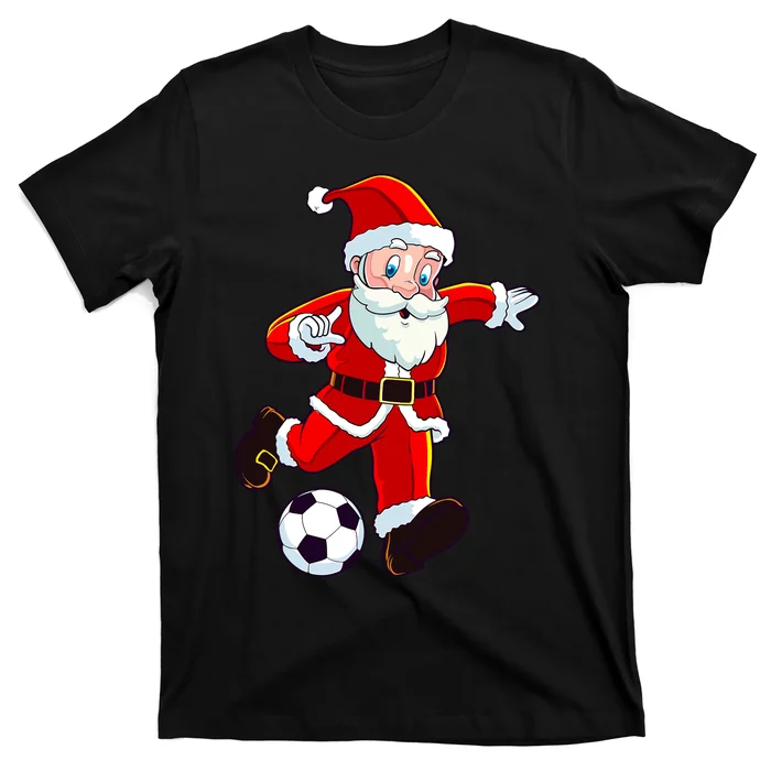 Soccer Christmas Santa Claus Funny Boy Girl Xmas T-Shirt