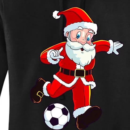 Soccer Christmas Santa Claus Funny Boy Girl Xmas Women's Pullover Hoodie