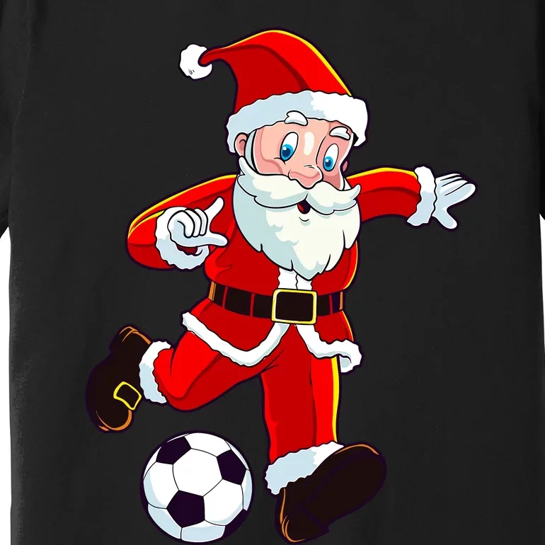 Soccer Christmas Santa Claus Funny Boy Girl Xmas Premium T-Shirt