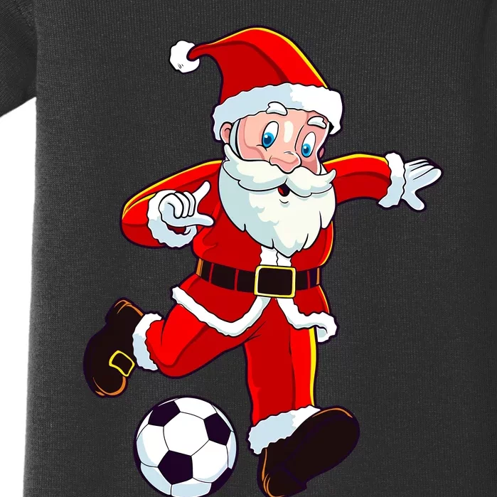 Soccer Christmas Santa Claus Funny Boy Girl Xmas Baby Bodysuit