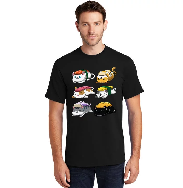 Sushi Cats Sushi Lover Cat Lover Kawaii Anime Neko Tall T-Shirt